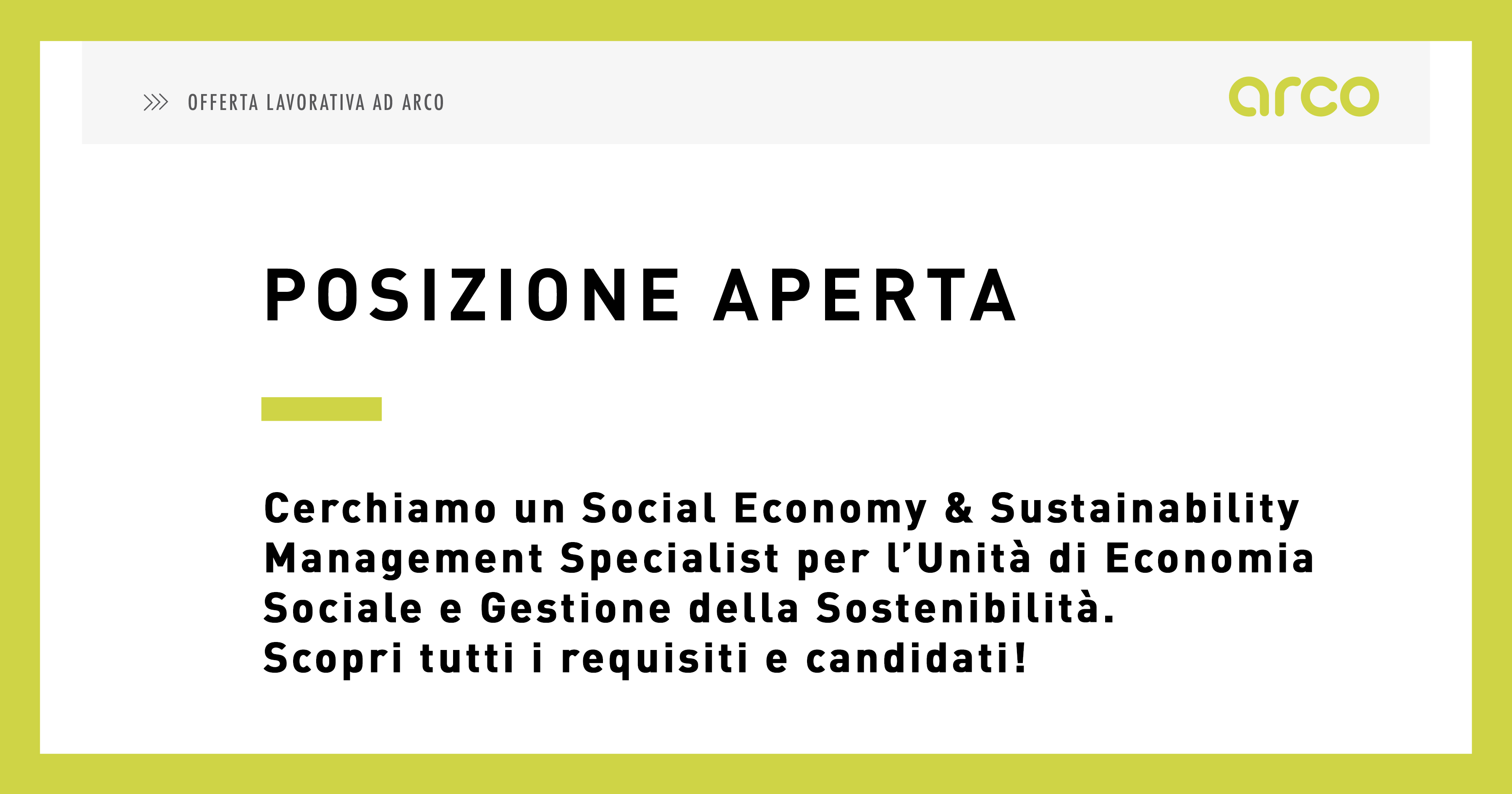 specialist posizione aperta vacancy job opportunity social economy gestione della sostenibilità sustainability management