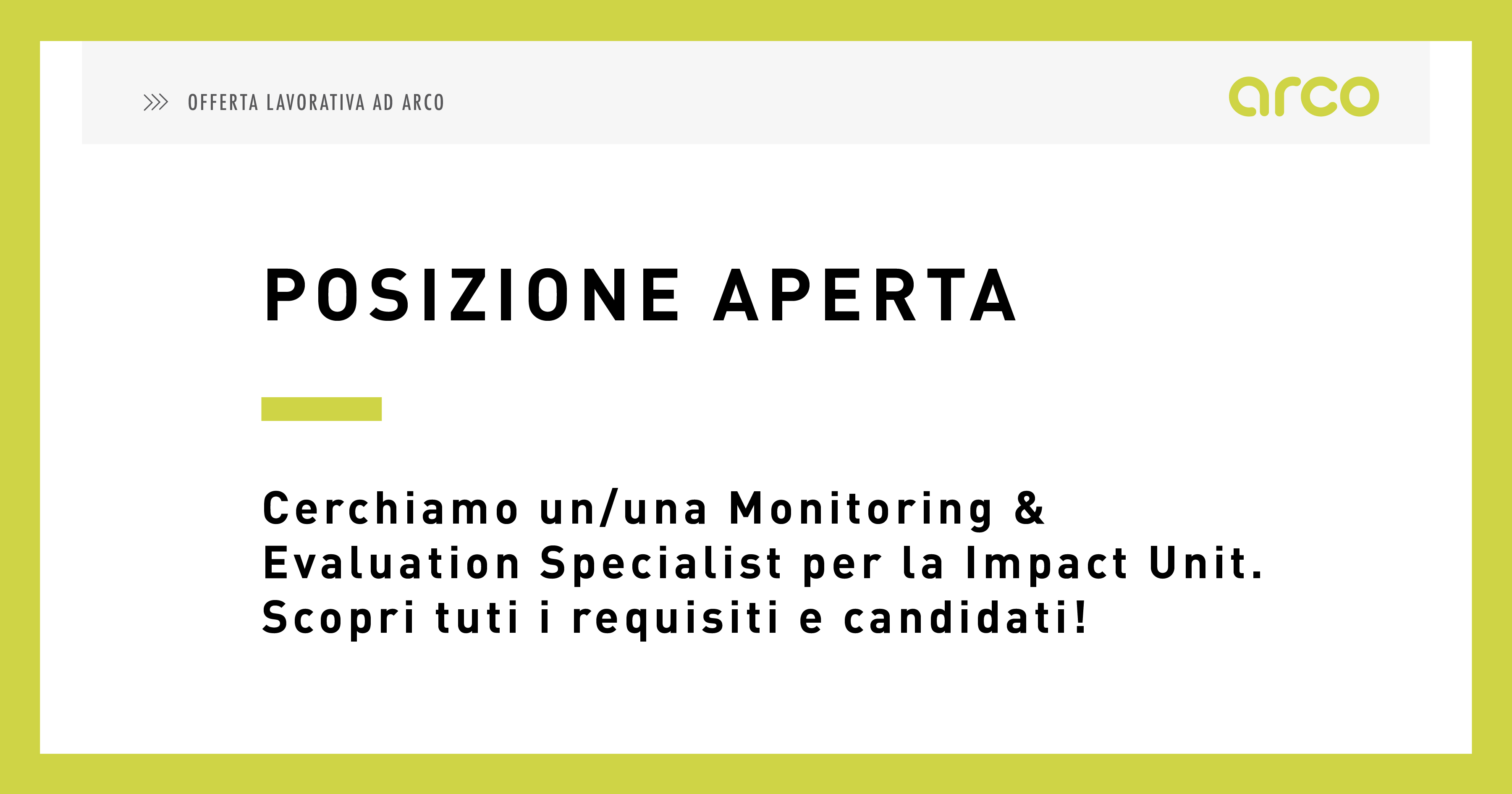 monitoring & evaluation specialist posizione aperta job description cv curriculum lavoro